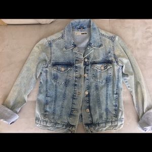 TOPSHOP, Moto Ripped Oversize Denim Jacket